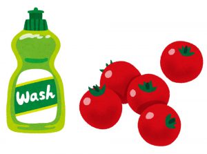 トマトを洗剤で洗う